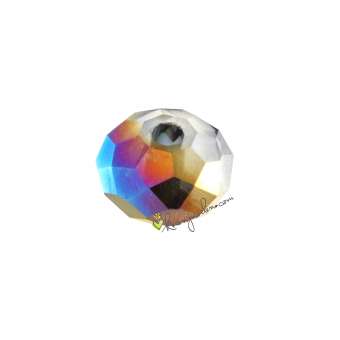 Glasschliffperle, briolette, 6X4mm, transparent AB blau metallic transparent AB blau metallic
