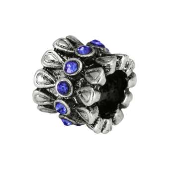 Großlochperle mit Strass, 10X8mm, Metall, silberfarben 