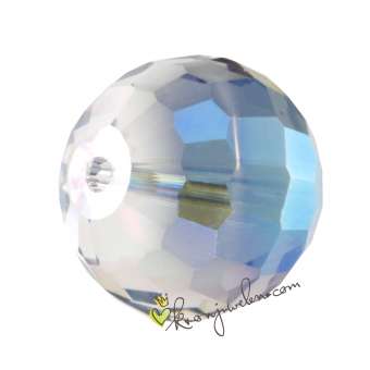 Glasschliffperle, Chessboard, 10mm, transparent metallic-blau AB transparent metallic-blau