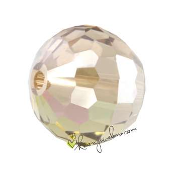 Glasschliffperle, Chessboard, 10mm, transparent-goldfarben AB2x transparent-goldfarben AB2X