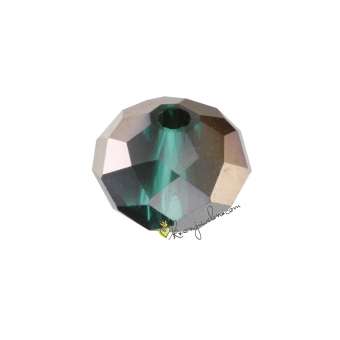 Glasschliffperle, briolette, 8X6mm, safir türkis (schwarz-silber) safir türkis (schwarz-silber)