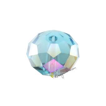 Glasschliffperle, briolette, 8X6mm, hellblau AB2x hellblau AB2x