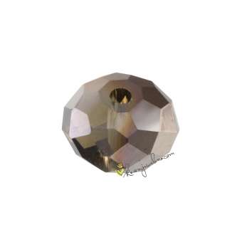 Glasschliffperle, briolette, 8X6mm, braun-beige (schwarz-silber) braun-beige (schwarz-silber)