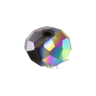 Glasschliffperle, briolette, 8X6mm, schwarz AB metallic schwarz AB metallic