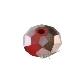Glasschliffperle, briolette, 8X6mm, dunkelrot (schwarz-silber) dunkelrot (schwarz-silber)