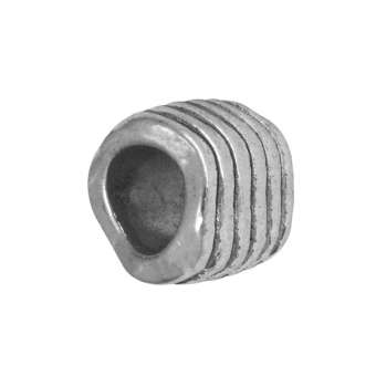 Großlochperle mit Rillen, 9X9mm, Metall, silberfarben 