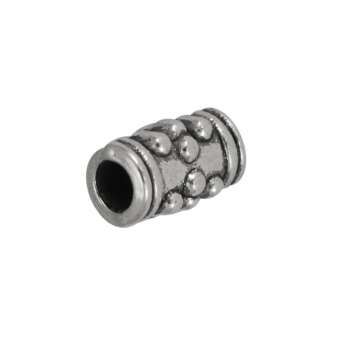 Metallperle mit Ornament, 7mm, silberfarben 
