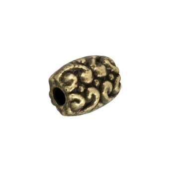 Metallperle mit Ornament, 7mm, bronzefarben bronzefarben