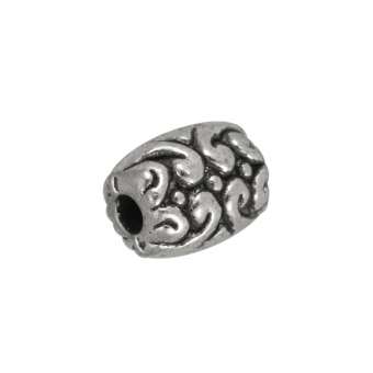 Metallperle mit Ornament, 7mm, silberfarben silberfarben