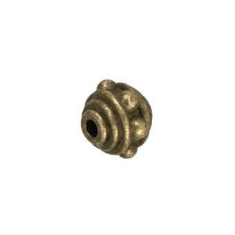 Metallperle mit Ornament, 7mm, bronzefarben bronzefarben