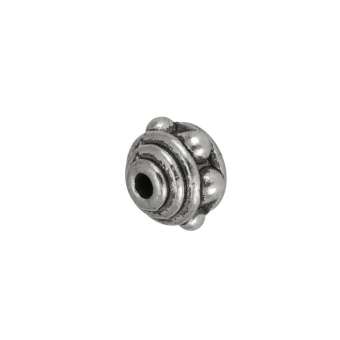 Metallperle mit Ornament, 7mm, silberfarben silberfarben