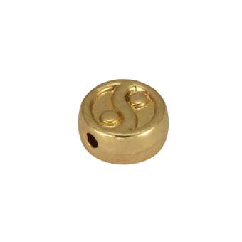 Metallperle 'Ying Yang', 7mm, goldfarben goldfarben