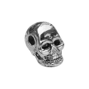 Motivperle, 7X5mm, Totenkopf, Metall, silberfarben silberfarben