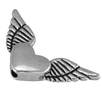 Flügelperle, 25X12mm, Metall, silberfarben 
