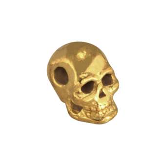 Motivperle, 7X5mm, Totenkopf, Metall, goldfarben goldfarben