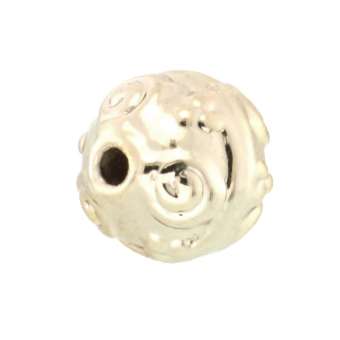 Metallperle mit Ornament, 10mm, rund, hellgoldfarben goldfarben