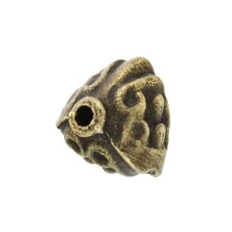 Metallperle mit Ornament, 9X9mm, dreieckig, bronzefarben bronzefarben