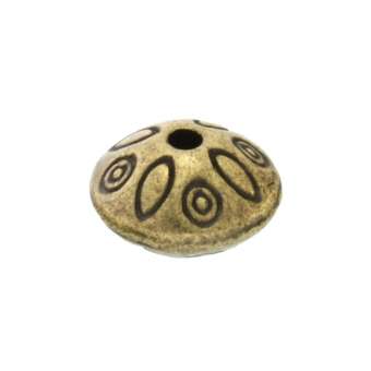 Metallperle mit Ornament, 6X9mm, oval, bronzefarben bronzefarben
