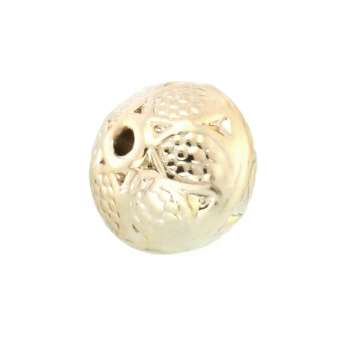 Metallperle mit Ornament, 8X9mm, rund, hellgoldfarben goldfarben