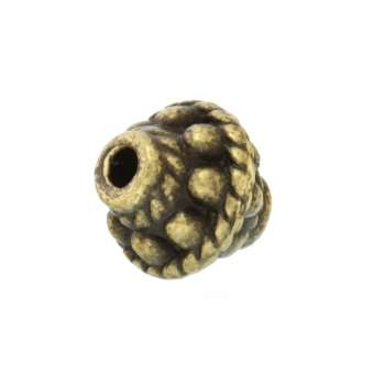 Metallperle mit Ornament, 9X9mm, oval, bronzefarben bronzefarben