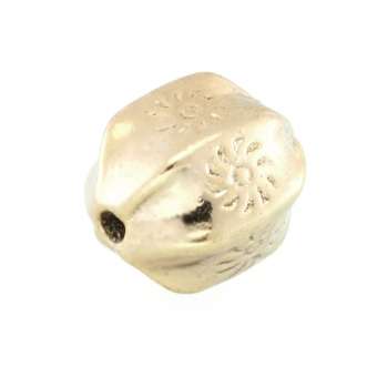 Metallperle mit Ornament, 10X8mm, oval, hellgoldfarben goldfarben