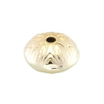 Metallperle mit Ornament, 6X10mm, oval, hellgoldfarben goldfarben