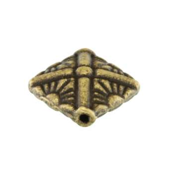 Metallperle mit Ornament, 14X10mm, rechteckig, bronzefarben bronzefarben