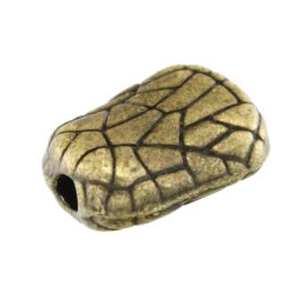 Metallperle mit Ornament, 15X10mm, asymmetrisch, bronzefarben bronzefarben