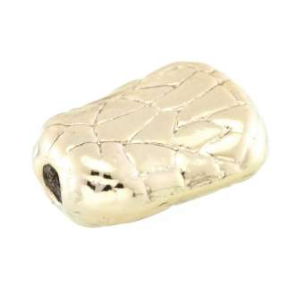 Metallperle mit Ornament, 15X10mm, asymmetrisch, hellgoldfarben goldfarben