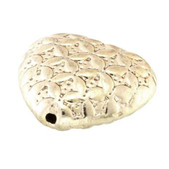 Metallperle mit Ornament, 17X15mm, Herz, hellgoldfarben goldfarben