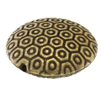 Metallperle mit Ornament, 18X8mm, rund, bronzefarben bronzefarben