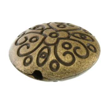 Metallperle mit Ornament, 18X8mm, rund, bronzefarben bronzefarben