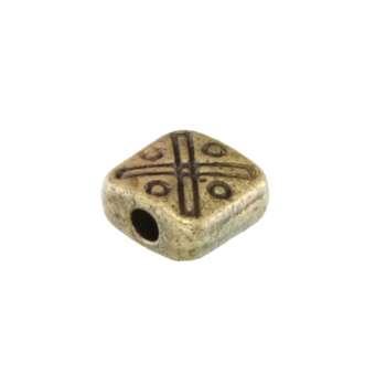 Metallperle mit Ornament, 6X6mm, rechteckig, bronzefarben bronzefarben