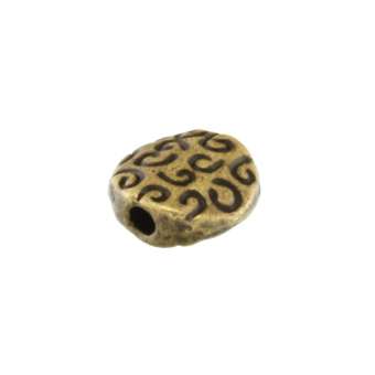 Metallperle mit Ornament, 7mm, rund, bronzefarben bronzefarben