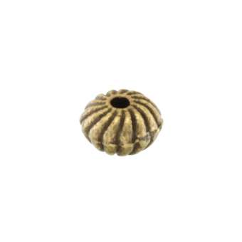 Metallperle mit Ornament, 4X6mm, oval, bronzefarben bronzefarben
