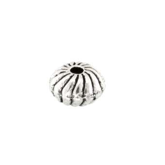 Metallperle mit Ornament, 4X6mm, oval, silberfarben silberfarben