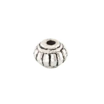 Metallperle mit Ornament, 4X5mm, oval, silberfarben silberfarben