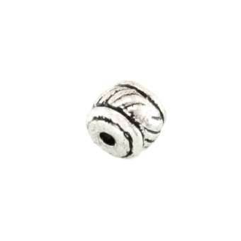 Metallperle mit Ornament, 5X5mm, rund, silberfarben silberfarben