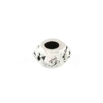 Metallperle mit Ornament, 3X5mm, rechteckig, silberfarben silberfarben