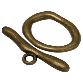 Knebelverschluss, 30X20 mm, Loch-Ø 2 mm, bronzefarben bronzefarben