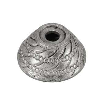 Perlenkappe, Metall, 16X16mm, Metall, silberfarben 
