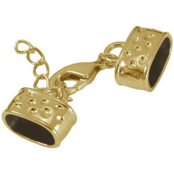 Verschluss mit Kette, 35X14 mm, Loch-Ø 12X7 mm, goldfarben 