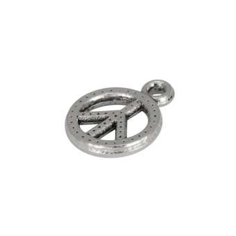 Peace-Anhänger Metall, 6mm, silberfarben silberfarben
