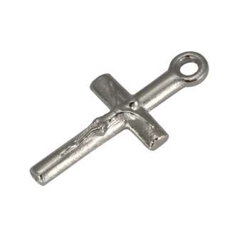 Kreuz-Anhänger Metall, 18mm, silberfarben silberfarben