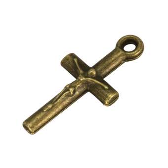 Kreuz-Anhänger Metall, 18mm, bronzefarben bronzefarben