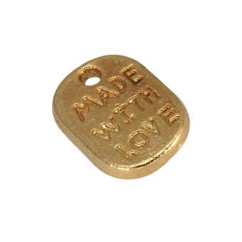 Metallanhänger "MADE WITH LOVE", 12X9mm, goldfarben goldfarben