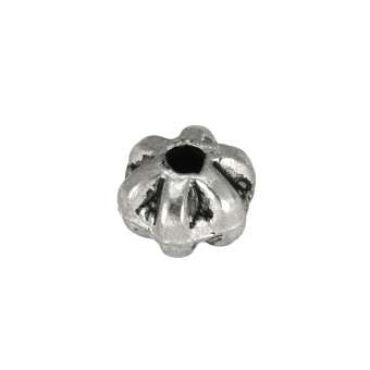 Metallperle mit Ornament, 6mm, silberfarben 