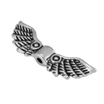 Fledermaus Flügelperle, 22X7mm, Metall, silberfarben 