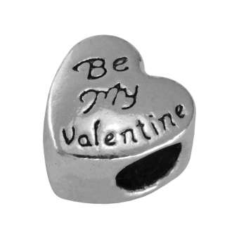 Großlochperle "Valentine", 10X10mm, Metall, silberfarben 