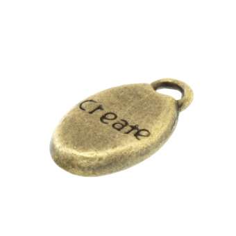 Anhänger, 15X8mm, "Create", bronzefarben bronzefarben